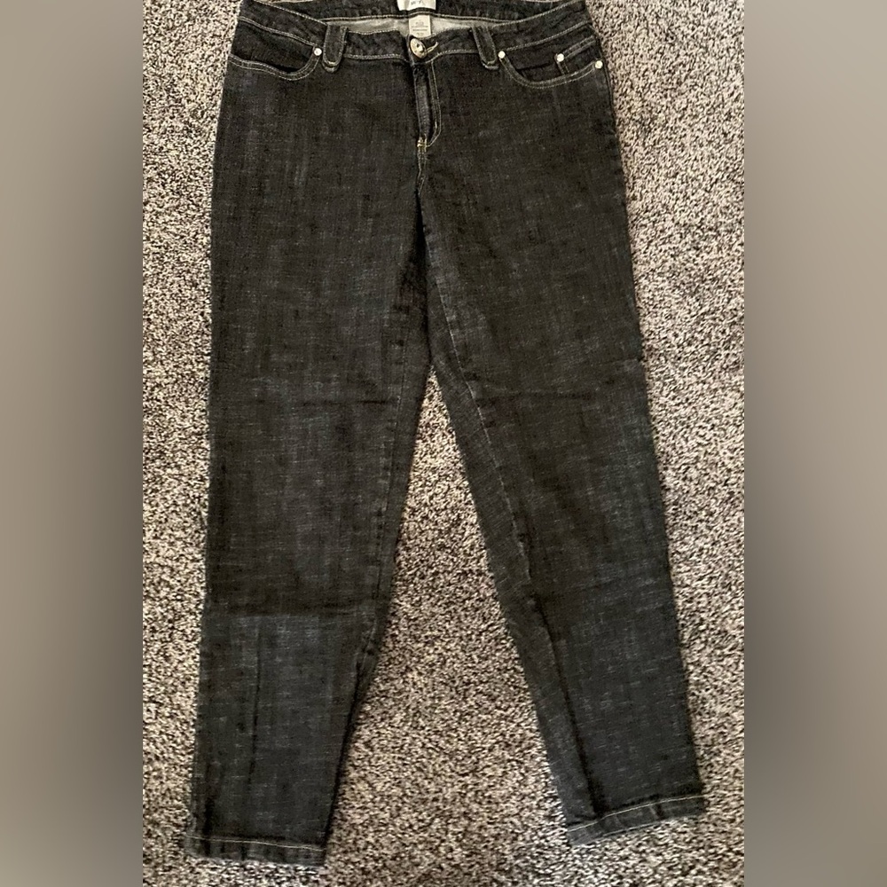 Metro 7 Jeans 12 Black Skinny Rhinestone Embellished Stretch Denim Pretty